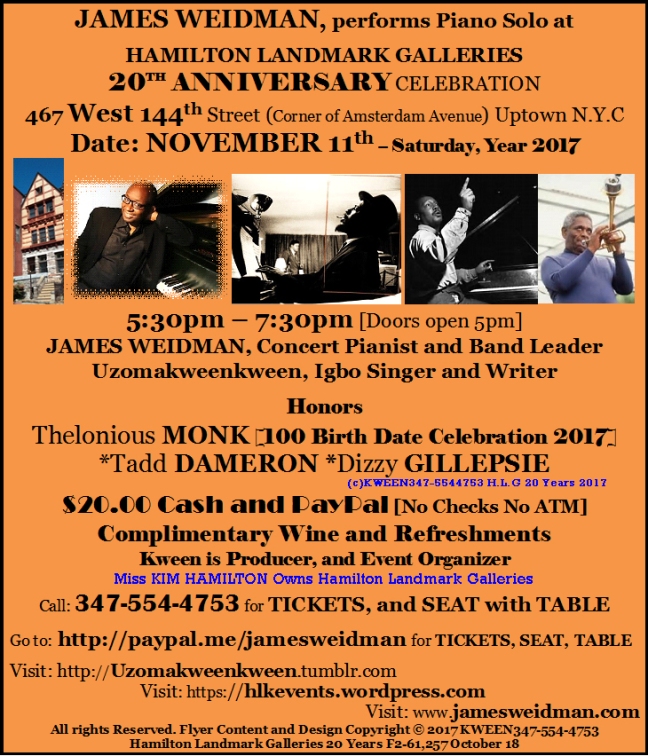 JAMES WEIDMAN, piano solo + Uzomakweenkween November 11